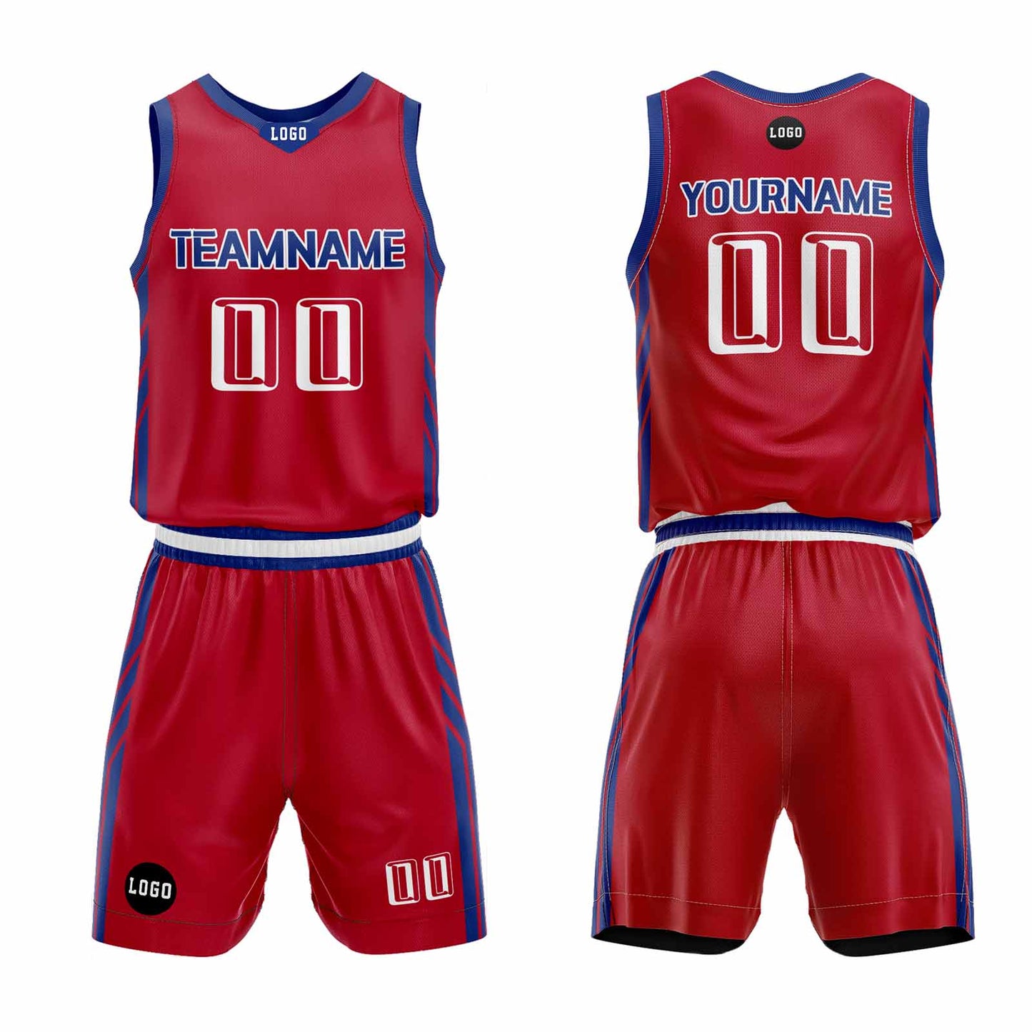 Custom Red Blue Basketball Jersey Uniform Suit Printed Your Logo Name Number