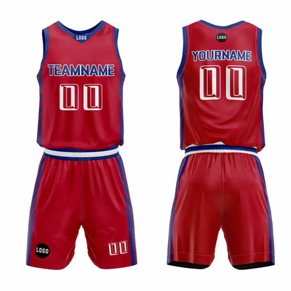 Custom Red Blue Basketball Jersey Uniform Suit Printed Your Logo Name Number