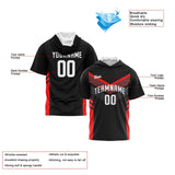 Custom Black Red Short Sleeve Hoodies for Men Women Shirts with Hoods Printed Name Logo