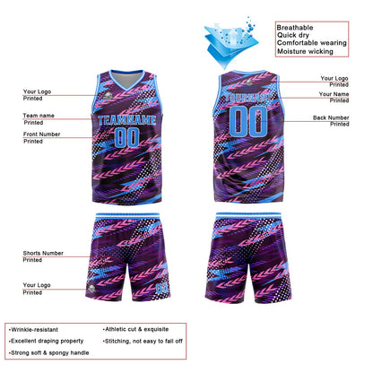 Custom Pink Purple Reversible Basketball Suit for Adults and Kids Personalized Jersey