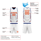 Custom White Navy Blue Reversible Basketball Jersey Uniform Suit Printed Your Logo Name Number