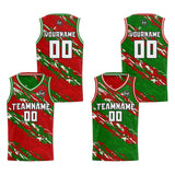 Custom Red Green Reversible Basketball Suit for Adults and Kids Personalized Jersey