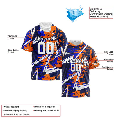 Custom Navy Royal Orange Short Sleeve Hoodies for Men Women Shirts with Hoods Printed Name Logo