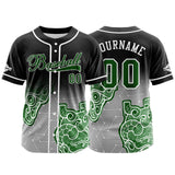 Custom Black Green Button Down Baseball Jersey for Men Women Adult Youth Print Name Number Logo
