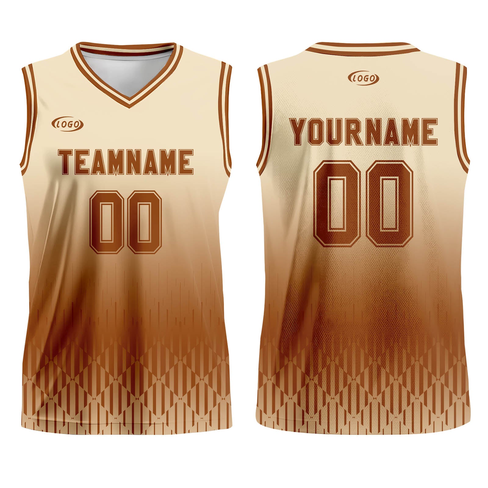 Custom Beige Brown Gradient Basketball Jersey Uniform Suit Printed Your Logo Name Number