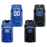 Custom Royal Black Reversible Basketball Suit for Adults and Kids Personalized Jersey
