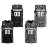 Custom Black Grey Reversible Basketball Suit for Adults and Kids Personalized Jersey