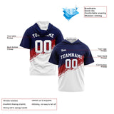 Custom Navy Red White Hooded T-Shirt Short Sleeve Hoodies for Men Women Shirts with Hoods Printed Name Logo