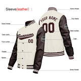 Custom Cream White Brown Varsity Jackets for Men Women Youth Personalized Letterman Jackets