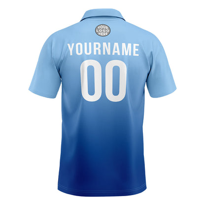 Custom Light Blue Football Gradient Polo Shirts  Add Your Unique Logo/Name/Number