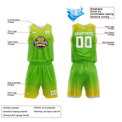 Custom Reversible Basketball Suit for Adults and Kids Green-Yellow