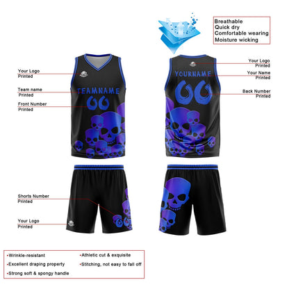 Custom Blue Basketball Jersey Uniform Suit Printed Your Logo Name Number