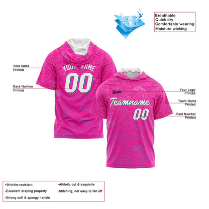 Custom Pink Hooded T-Shirt Short Sleeve Hoodies for Men Women Shirts with Hoods Printed Name Logo