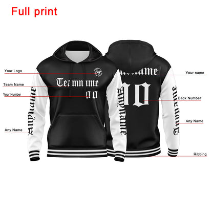 Custom White Black Sweatshirt Hoodie For Men Women Girl Boy Print Your Logo Name Number