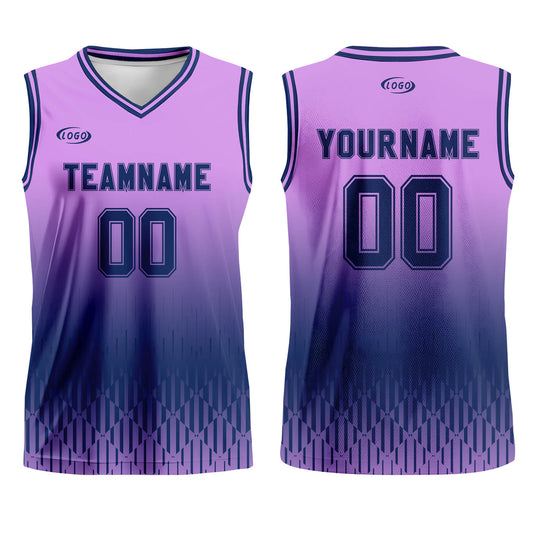 Custom Light Purple Deep Blue Gradient Basketball Jersey Uniform Suit Printed Your Logo Name Number