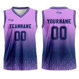 Custom Light Purple Deep Blue Gradient Basketball Jersey Uniform Suit Printed Your Logo Name Number