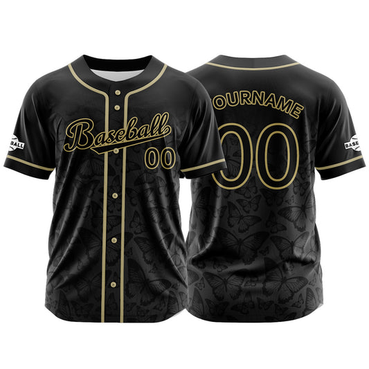 Custom Black Button Down Baseball Jersey for Men Women Adult Youth Print Name Number Logo