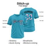 Custom Light Blue Baseball Jersey Stitched Design Personalized Hip Hop Baseball Shirts