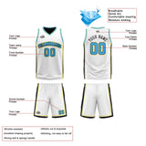 Custom White Black Light Blue Reversible Basketball Suit for Adults and Kids Personalized Jersey