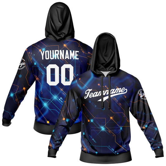 Custom Black Blue Sports hoodie Sweatshirt Set for Men Women Youth Tops and Pants Set Tracksuit