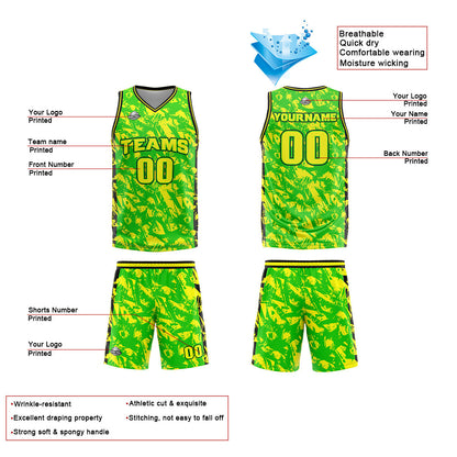 Custom Green Yellow Basketball Jersey Uniform Suit Printed Your Logo Name Number