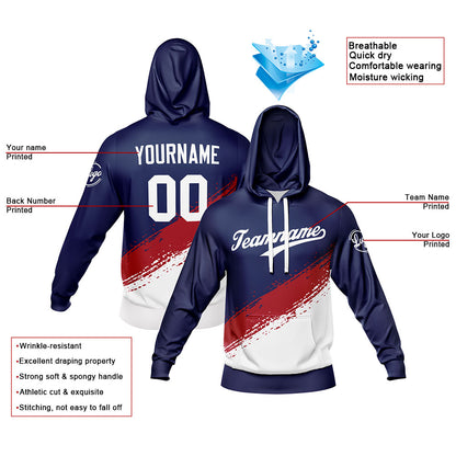 Custom Navy White Hoodie Sweatshirt Set for Men Women Youth Tops and Pants Set Tracksuit