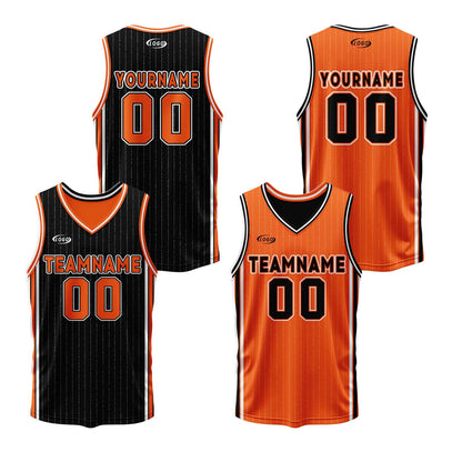 Custom Black Orange Reversible Basketball Suit for Adults and Kids Personalized Jersey