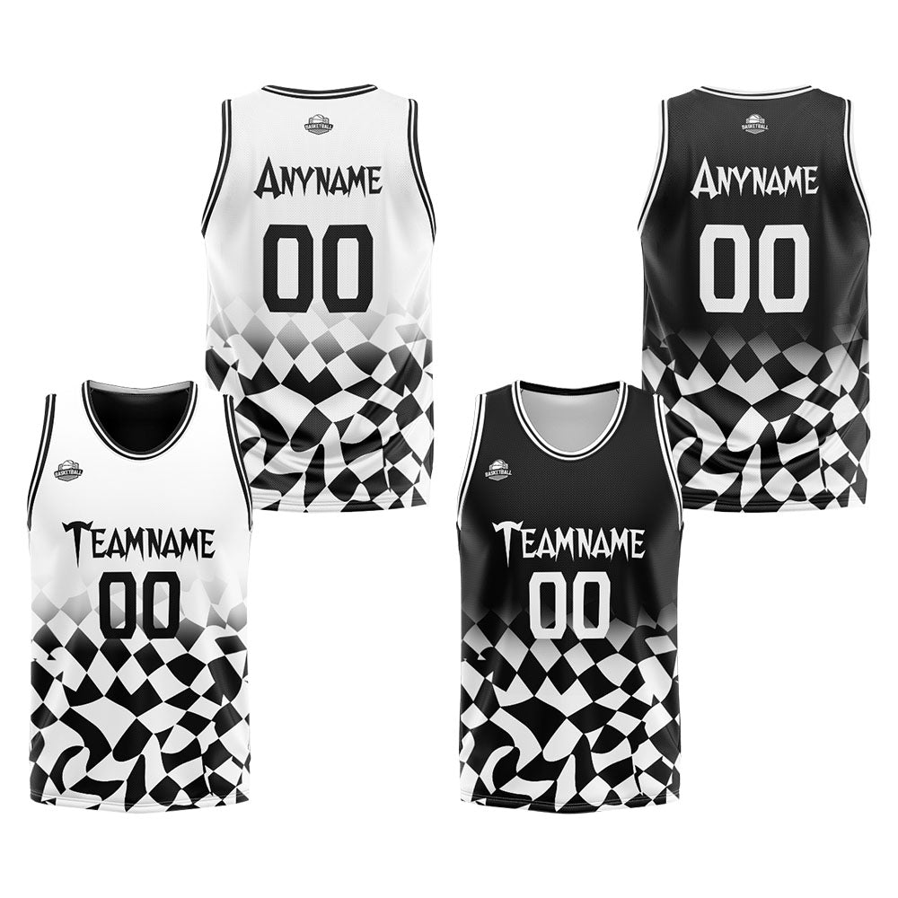 Custom Reversible Basketball Suit for Adults and Kids Personalized Jersey White&Black
