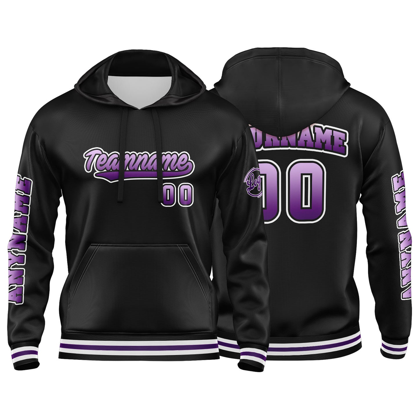 Custom Purple Black  Sweatshirt Hoodie For Men Women Girl Boy Print Your Logo Name Number