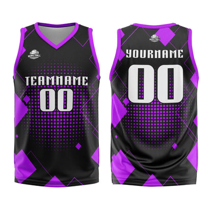 Custom Geometry Purple Basketball Jersey Uniform Suit Printed Your Logo Name Number