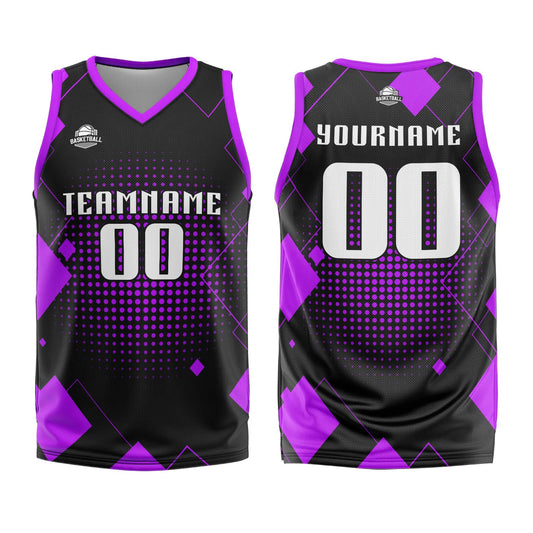 Custom Geometry Purple Basketball Jersey Uniform Suit Printed Your Logo Name Number