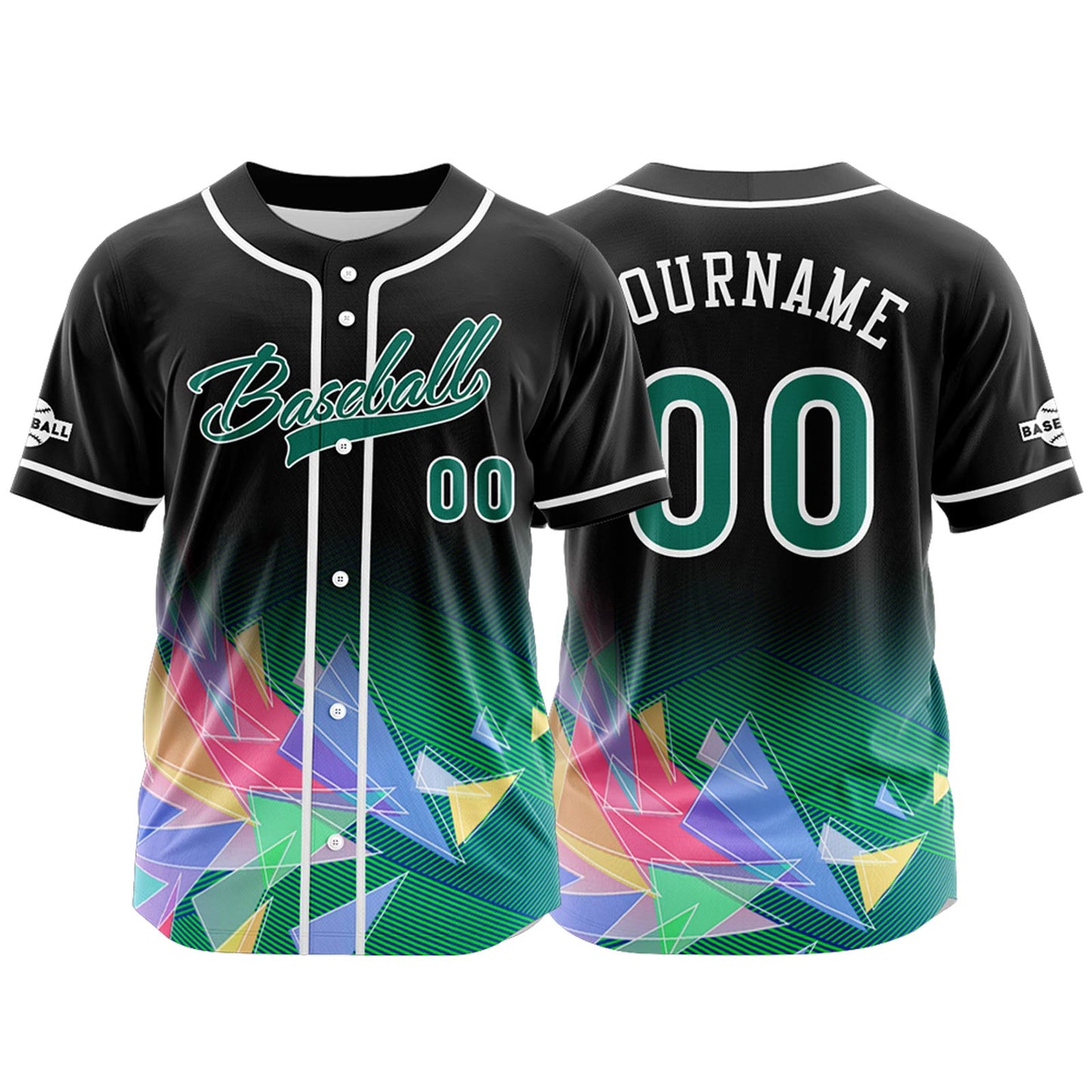 Custom Black Green Button Down Baseball Jersey for Men Women Adult Youth Print Name Number Logo