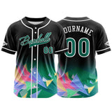 Custom Black Green Button Down Baseball Jersey for Men Women Adult Youth Print Name Number Logo