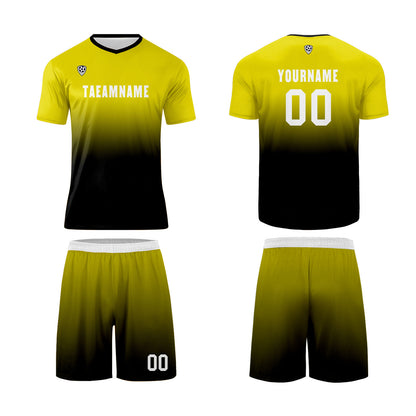 Custom Yellow Black Uniform Jersey Kids Adults Personalized Set Jersey Shirt