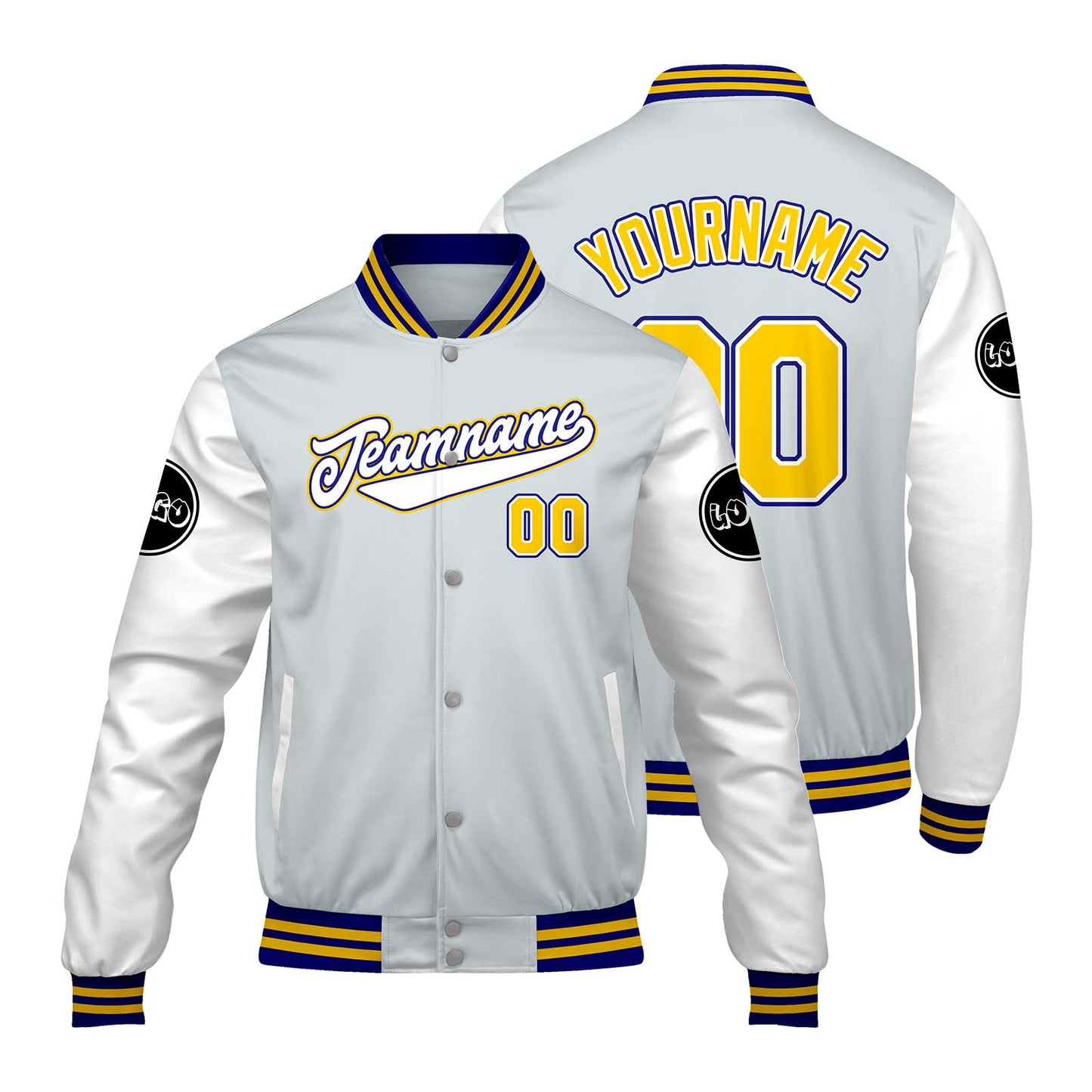 Custom Light Gray White Varsity Jackets for Men Women Youth Personalized Letterman Jackets