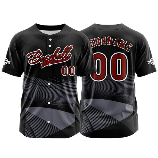 Custom Black Button Down Baseball Jersey for Men Women Adult Youth Print Name Number Logo