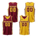 Custom Red Yellow Reversible Basketball Suit for Adults and Kids Personalized Jersey