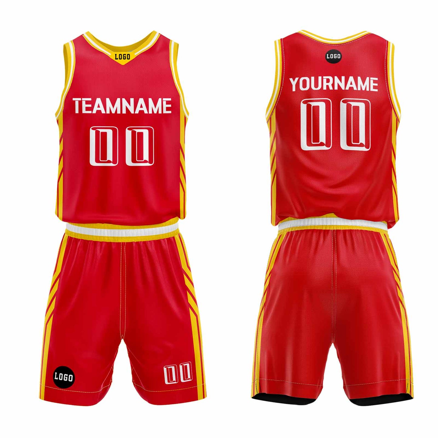 Custom Red White Basketball Jersey Uniform Suit Printed Your Logo Name Number