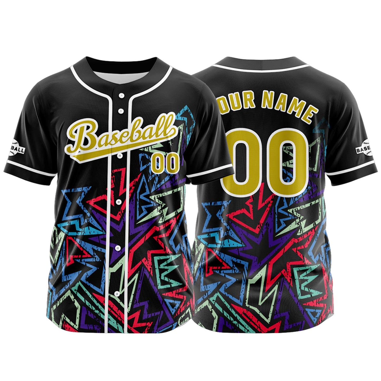 Custom Black Yellow Button Down Baseball Jersey for Men Women Adult Youth Print Name Number Logo