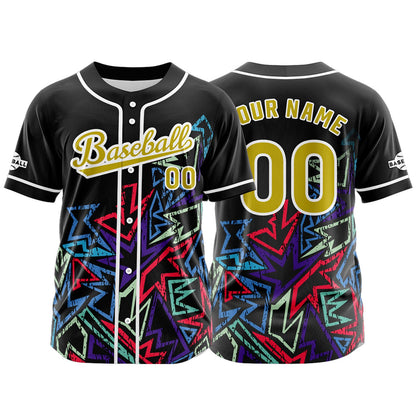 Custom Black Yellow Button Down Baseball Jersey for Men Women Adult Youth Print Name Number Logo