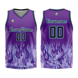 Custom Basketball Jersey Uniform Suit Printed Your Logo Name Number Flame&Purple