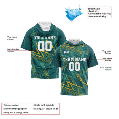 Custom Green Short Sleeve Hoodies for Men Women Shirts with Hoods Printed Name Logo
