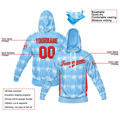 Custom Light Blue Hoodie Sweatshirt Set for Men Women Youth Tops and Pants Set Tracksuit