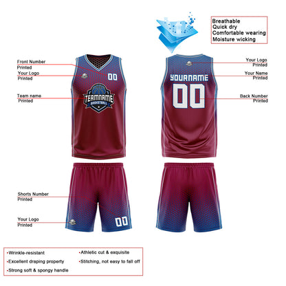 Custom Red White Blue Reversible Basketball Suit for Adults and Kids Personalized Jersey