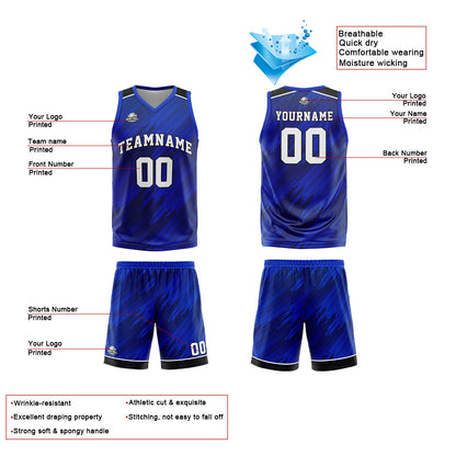 Custom Strip-Type Royal Reversible Basketball Suit for Adults and Kids Personalized Jersey