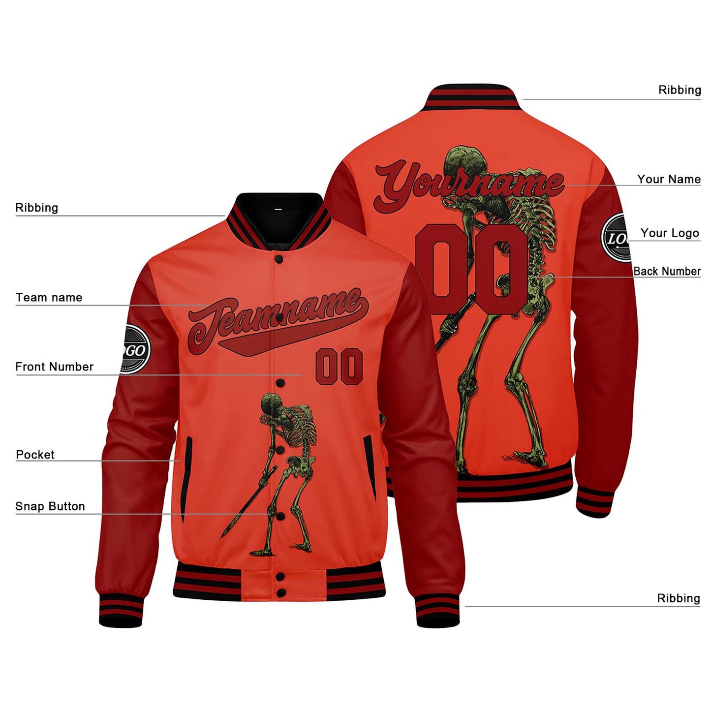 Custom red Varsity Jacket for Men Women and Youth with Personalized Letterman Jacket