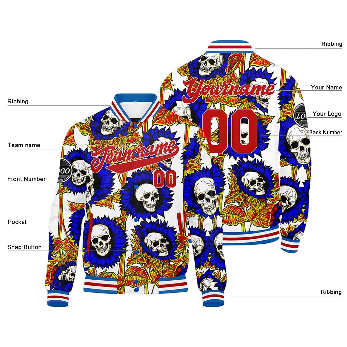 Custom Blue Red Varsity Jacket for Men Women and Youth with Personalized Letterman Jacket