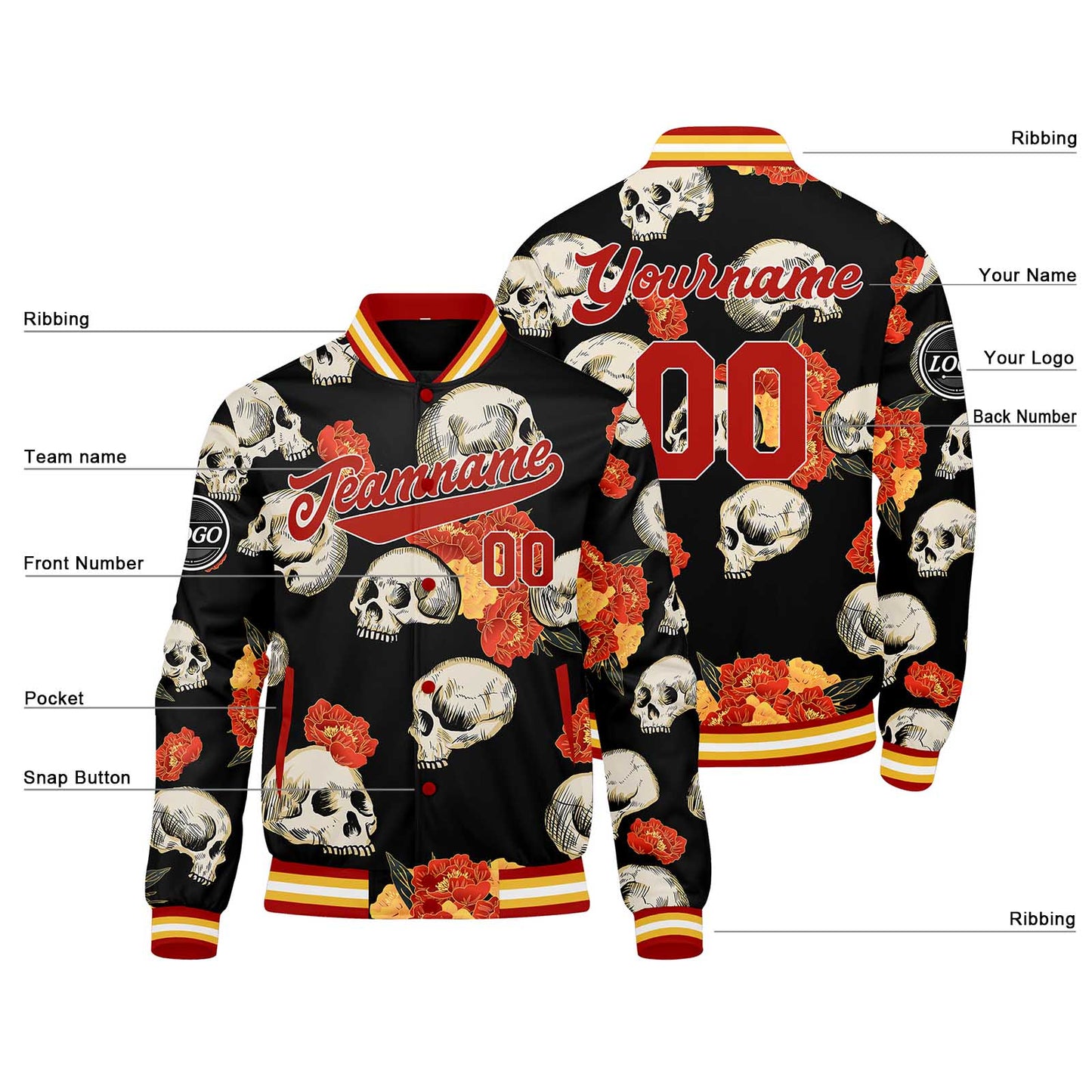 Custom peony Varsity Jacket for Men Women and Youth with Personalized Letterman Jacket