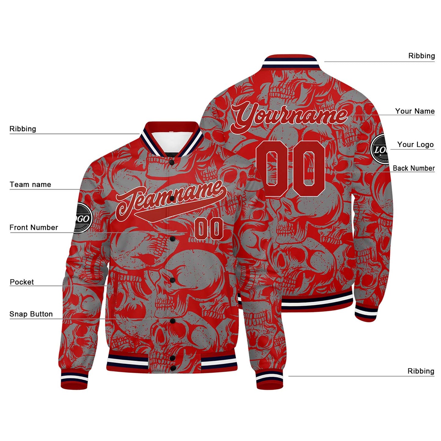 Custom  red gray Varsity Jacket for Men Women and Youth with Personalized Letterman Jacket