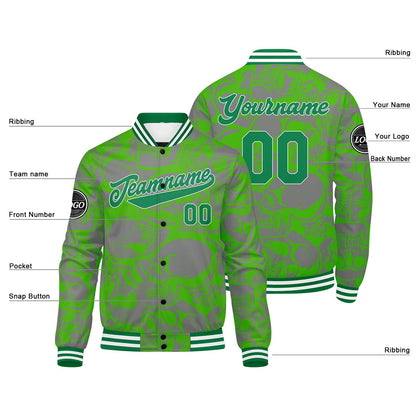 Custom green gray Varsity Jacket for Men Women and Youth with Personalized Letterman Jacket